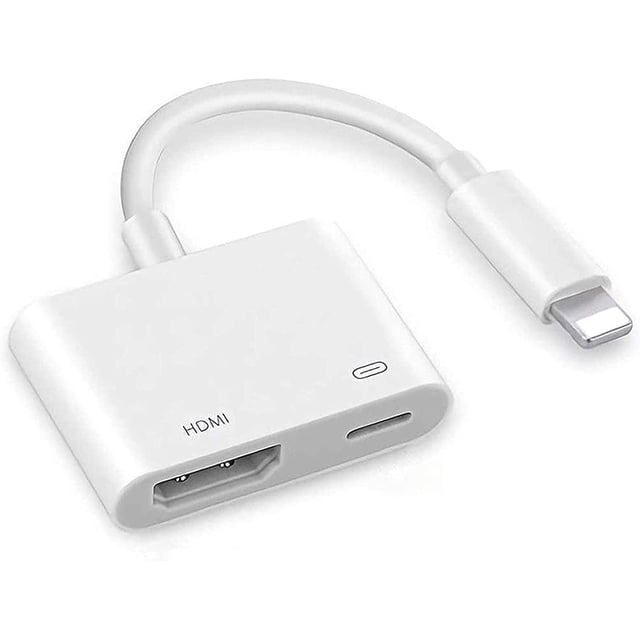 Adaptateur HDMI pour iPhone vers TV, Adaptateur AV Numérique 1080P avec Boîtier compact et Léger en Alliage d'Aluminium Blanc. Comprend un port HDMI et un Connecteur Lightning pour Appareils iOS. Prend en Charge la Mise en Miroir d'Écran et la Sortie Vidéo jusqu'à 1080P HD. Compatible avec iPhone, iPad et iPod. Nécessite une Alimentation.