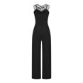 thumbnail image 4 of Birdeem Womens Summer Solid Color Sexy Multi Strap Cross Wide Leg Jumpsuit, 4 of 7