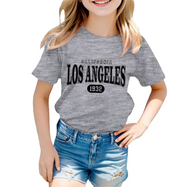 Camisole avec Soutien-Gorge, Mode Décontractée pour Enfants, Imprimé, Col Rond, Manches Courtes, T-Shirt Ample