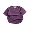 thumbnail image 1 of Hauts d'Été pour Filles, T-Shirts Classiques Coupe Ample, Manches Courtes, Col Rabattu, Volants, Col Rond, Blouse de Printemps pour Garçon 12-24M, 1 of 7