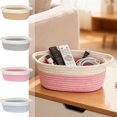 thumbnail image 1 of Cagogo under $5 4Pcs Woven Storage Basket, Woven Storage Basket with Handles, Fabric Rope Organizer Basket, Home Storage Solution, Gift Basket with Ribbon, Shelf Organizer, Wardrobe Storage Bin, 1 of 9