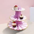 thumbnail image 4 of Three Tier Cake Stand, Foil Decorated Paper Display, Birthday Party Anniversary Event, Multi-Level Dessert Tower, Easy Assembly Storage, Centerpiece for Celebrations, 4 of 9