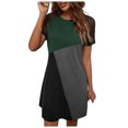 thumbnail image 2 of Robe d'Été pour Femmes 2024 Mode Grande Taille Loisirs Dentelle Manches Courtes Col Rond Couleurs Contrastées Robes 50 % de Réduction Liquidation!, 2 of 6