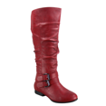 thumbnail image 1 of Bottes Cavalières à Fermeture Éclair pour Femmes, Hauteur Genou, Décontractées, Talon Plat Bas, Bottes d'Hiver, Chaussures ( Rouge, 8), 1 of 5