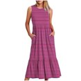 thumbnail image 1 of Besolor Robes d'Été pour Femmes Imprimées à Col Rond Sans Manches Robe Débardeur Décontractée Fluide de Plage Longue avec Poches, 1 of 4