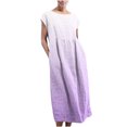 thumbnail image 1 of FAIWAD Robe Maxi en Coton et Lin pour Femme à Manches Courtes, Robe Simple Unie avec Poches, Col Rond, Robes Amples, 1 of 5