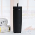 thumbnail image 2 of Portable Straw Cup Simple Style Straw Cup Food Grade Straw Bottle Straw Cup Colorful Plastic Simple Style Comfortable Hand Feeling Large Capacity Drinking Straw Bottle Black 16oz, 2 of 5