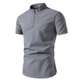 thumbnail image 1 of Man Short Sleeve Solid Color Lapel Button Fashion Fallow T-Shirt Tops, 1 of 1