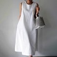 thumbnail image 4 of EGNMCR Robes de Fête pour Femmes Robe Débardeur Décontractée Sans Manches de Printemps/été pour Femmes, Unie, avec Poches, Col Rond, Plissée, en Coton et Lin, 4 of 8
