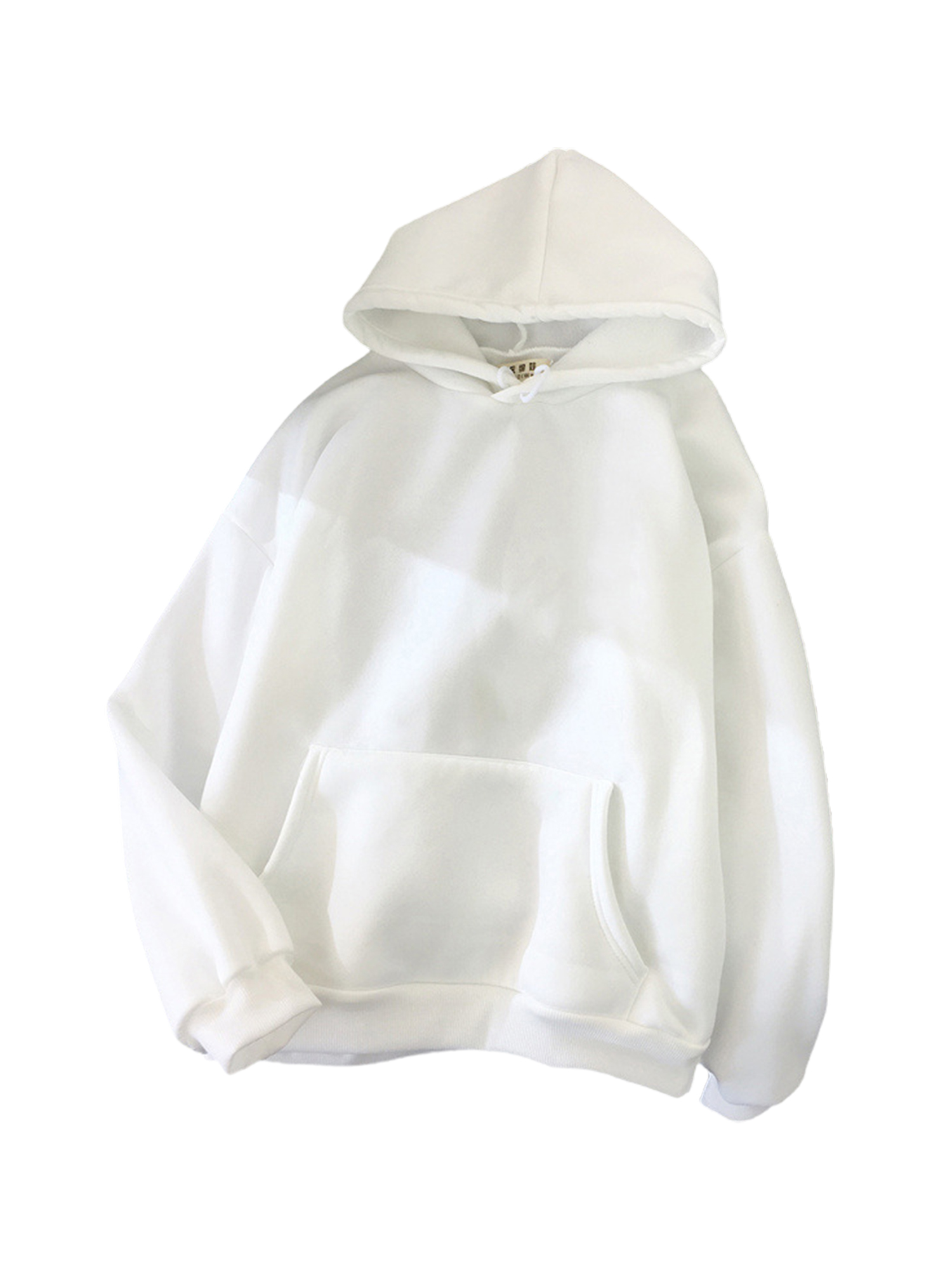 Innerwin Hoodies Fleece Women Sweatshirt Sport Solid Color Loose Fit Hooded Tops White M