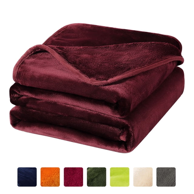 REGALWOVEN Flannel Fleece Blanket Soft Warm Luxury Hemmed Burgundy King