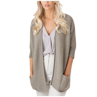 Pisexur Cardigans pour Femmes Couleur Unie Ample Ouvert Cardigan Manches Longues Décontracté Léger Doux Tricoté Manteau avec Poches