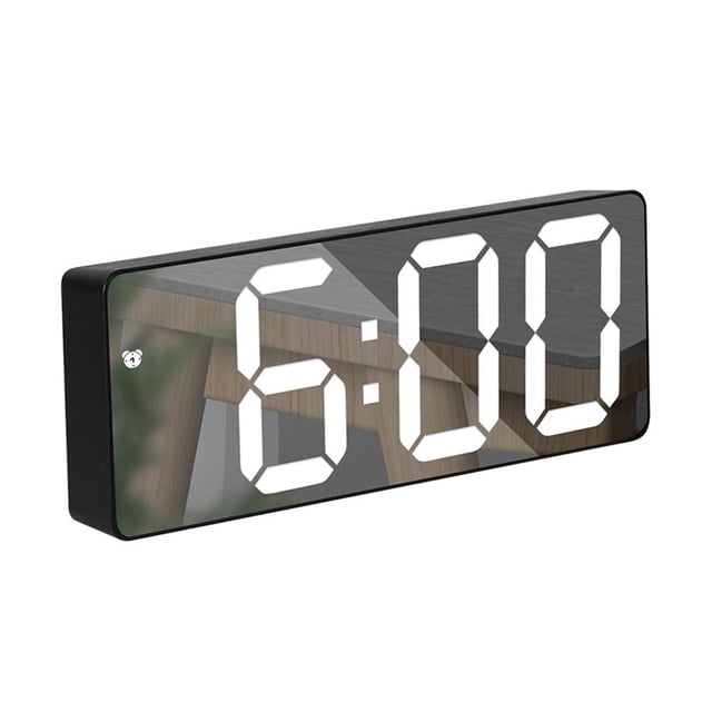 RYGRZJ Digital Alarm Clock, LED Alarm Clock for Bedroom, Electronic Desktop Clock with Large Display, Adjustable Brightness and Snooze Model for Bedroom, Desk, Office