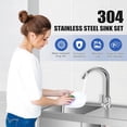 thumbnail image 4 of GloryStar Commercial Utility Sink, 47 Inch Freestanding Stainless Steel Double Bowl with Storage Shelf, Workbench, and Faucet for Restaurant or Garage, 4 of 7