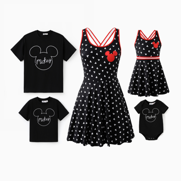 Disney Disney Mickey and Friends Family matching 1pc Mickey Mouse Allover Print Sporty Dress/Cotton Top /Romper\nExpression Casual Suits Family Set 3pcs Cotton Unisex