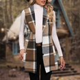 thumbnail image 2 of Bmisegm Gilet à Carreaux pour Femme Manteau Décontracté Col à Revers Boutonné devant Veste Sans Manches Manteau d'Extérieur Manteaux pour Femmes Brun m, 2 of 7