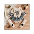 thumbnail image 2 of Honganda Baby Girls 3Pcs Spring Outfits, Long Sleeve Letter Romper + Shorts + Leg Warmers Set, 2 of 9