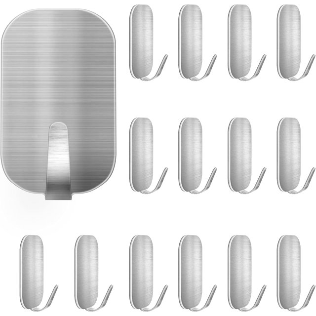 Adhesive Hooks for Multiple Locations, Rust-Resistant Industrial Grade Stainless Steel Hooks, Strong Adhesive Mounting for Easy Installation, No Drilling Required