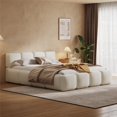 thumbnail image 4 of Platform Bed, Plush Boucle Fabric Upholstered Bed,,White, 4 of 19