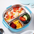 thumbnail image 2 of Decodeary Lunch Box Home Office School 400ml Stainless Steel Food Container Carrying Containers Meal Preservation Carrier Storage Boxes Blue, 2 of 8