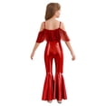 thumbnail image 2 of vastwit Combinaison Short à Paillettes Scintillantes à Franges pour Filles, Bretelles Spaghetti, Sans Manches, Évasée, Combinaison, Robe de Demoiselle d'Honneur pour Fête, Rouge, 12, 2 of 5