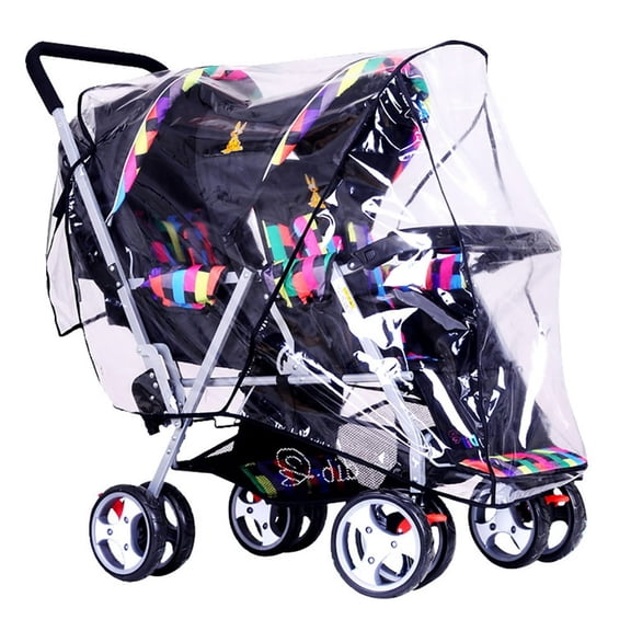 MesaSe Double Stroller Rain Cover Tandem Stroller Raincoat Baby Weather Shield  Size Waterproof Windproof 35*14*26*46in