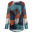 thumbnail image 4 of IROINID Savings Womens Long Sleeve Tops Lounge Socket Geometry Printed Round-Neck Tops,Orange, 4 of 5