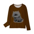 thumbnail image 4 of RXIRUCGD Chemises à Manches Longues pour Filles, Col Rond Mignon, Blouses Décontractées Élégantes (Marron, Taille : 7 Ans), 4 of 5