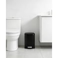 thumbnail image 2 of 5L Black Stainless Steel Step Trash Can – Rectangular Waste Bin with Soft-Close Lid, Removable Inner Bucket, Anti-Slip Base and Modern Fluted Design for Bathroom, Kitchen and Office – 21 × 18.8 × 27.9, 2 of 8