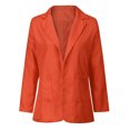 thumbnail image 3 of Meichang Womens Casual Blazers Jackets Solid Color Long Sleeve Open Front Work Office Blazers Slim Fit Lapel Jackets with Pockets Cardigans Plus Size Orange L, 3 of 5