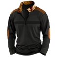 thumbnail image 1 of Mens Autumn Winter Folded Long Sleeve Sweatshirt Standing Collar Zip Flya Way Hoodless Sweatshirt Top, 1 of 4
