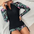 thumbnail image 4 of jsaierl Women 2 Piece Rash Guard with Boy Shorts Tropical Print Long Sleeve Zipper Swimsuit UPF 50 Bathing Suit, 4 of 7