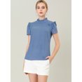 thumbnail image 3 of INSPIRE CHIC Women's Ruffle Polkd Dots Round Neck Casual Short Sleeve Blouse Tops, 3 of 6