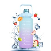 64 OZ/Half Gallon Water Bottle Jug, Motivational Time Marker Straw
