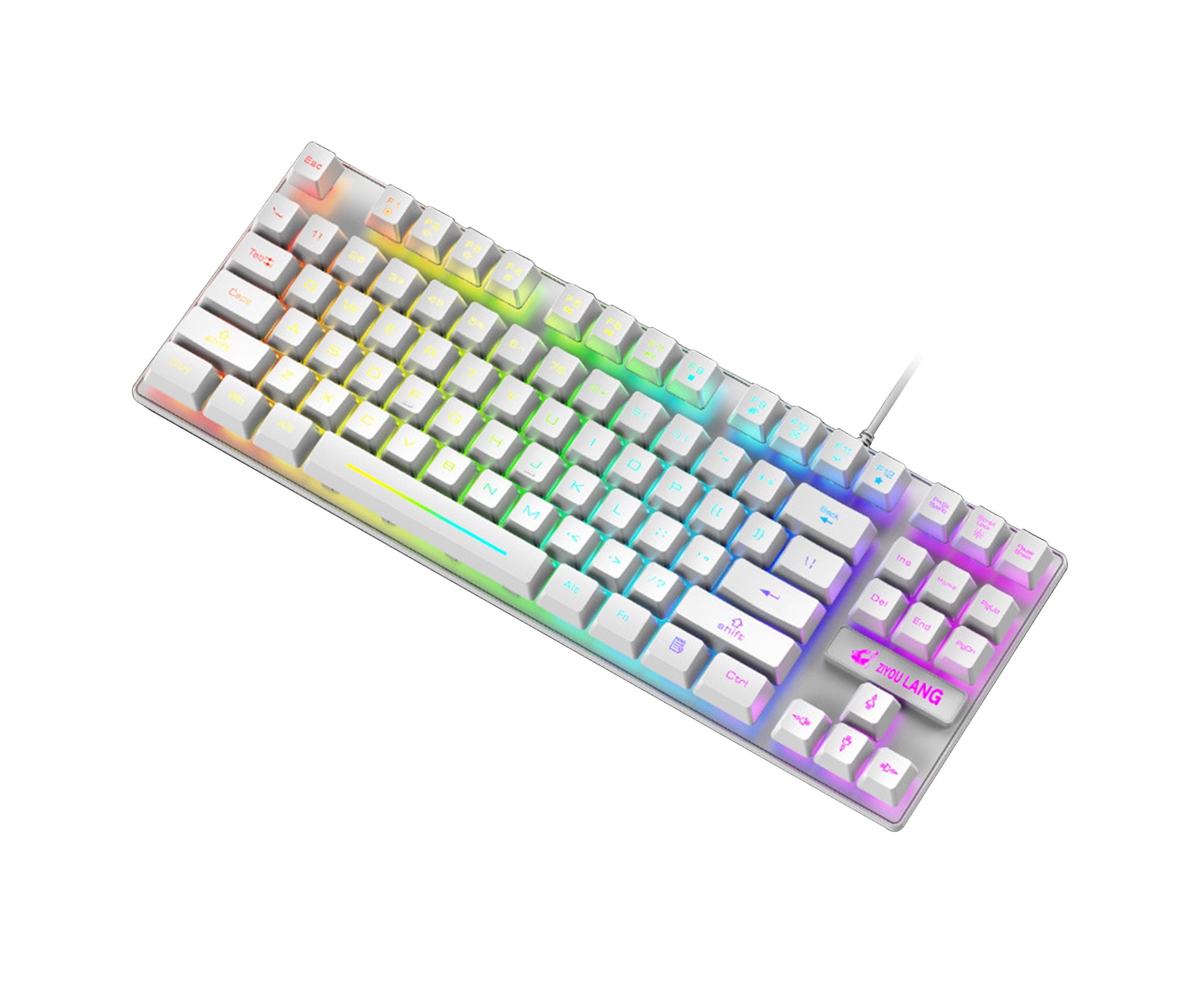 87 Keys K16 Keyboard Wired Waterproof Backlit RGB Color Mechanical Keyboard Computer Accessory for Notebook - White
