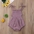 thumbnail image 2 of Kmbangi Infant Summer Cotton Sling Romper Lace Up Stretch Ruched Jumpsuit, 2 of 9