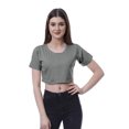 thumbnail image 1 of Moomaya Womens Round Neck Crop Top Short Sleeves Summer T-shirt Loose Fit Tops, 1 of 7