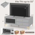 thumbnail image 2 of Costway Meuble Télé Moderne pour Téléviseurs de 55 Pouces avec Armoire à Porte Rabattable 2 Tiroirs de Rangement Gris, 2 of 10