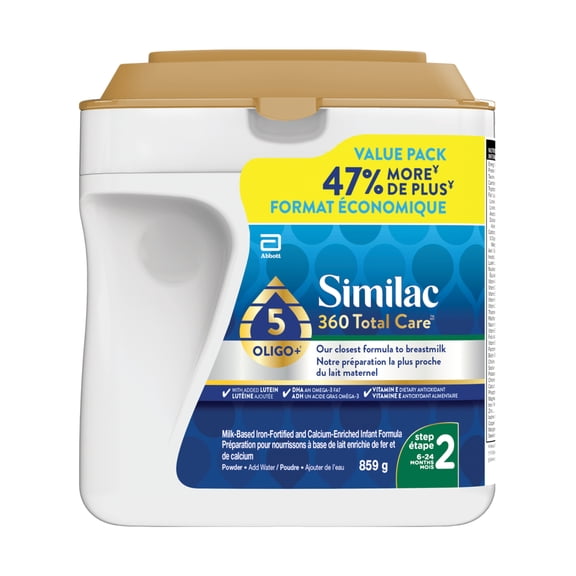 Similac 360 Total Care Step 2, Baby Formula, Infant Formula, blend of 5 oligosaccharides, 6-24 months, 859g Powder