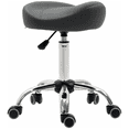 thumbnail image 1 of HOMCOM Tabouret Selle en Cuir PU Hauteur Réglable Chaise de Salon à Roulettes Gris, 1 of 10