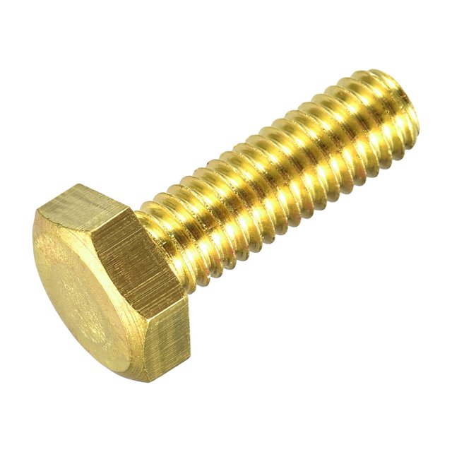 Unique Bargains Brass Hex Bolts, M8x25mm 1 Pack Fully Thread Grade 4.8 Machine Screws