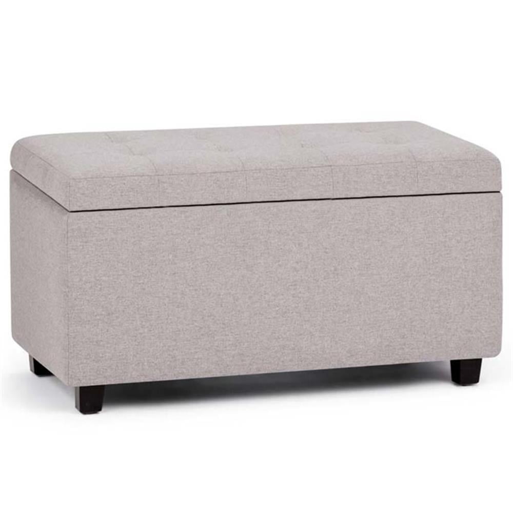 Cosmopolitan 34 in. W Rectangle Storage Ottoman in Cloud Gray Linen Look Fabric