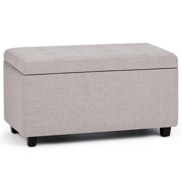 Cosmopolitan Ottomane de Rangement Rectangulaire de 34 Po L en Tissu Aspect Lin Gris Nuage