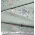 thumbnail image 2 of Soimoi Green polyester Crepe Fabric Farmhouse Vintage Printed Fabric 1 Yard 52 Inch Wide, 2 of 3