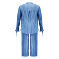thumbnail image 4 of Women Solid Color Long Sleeve Blouse and Straight Fit Trousers, 4 of 9