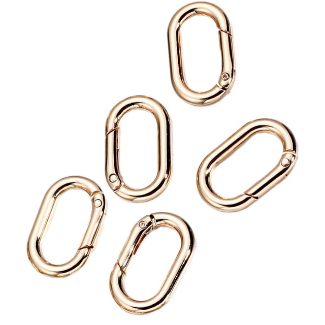 yuksok 5 Pieces Spring Oval Rings 1" Oval Carabiners for Purse Jewelry Making Craft Rose Gold