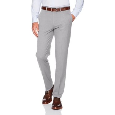 Haggar Pantalon Habillé pour Homme J.M. Stretch Superflex à Taille Ajustée, devant Plat, Gris Pâle, 32l X 32h