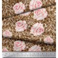 thumbnail image 3 of Soimoi Crepe Silk Fabric Check & Roses Floral Print Fabric by Yard 42 Inch Wide, 3 of 3