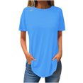 thumbnail image 2 of AherBiu T-Shirts pour Femmes à Col Rond, T-Shirts Amples d'Été à Manches Courtes, Hauts Basiques, Entraînement, Gym, Course Athlétique, T-Shirts, 2 of 3
