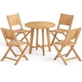 thumbnail image 1 of Gymax 31.5'' Patio Dining Table Round Teak Wood Dining Table w/ Slatted Tabletop Garden, 1 of 10